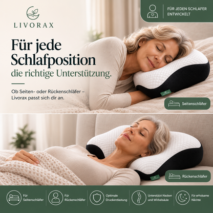 Livorax Ergonomisches Schlafkissen – Für Seiten- & Rückenschläfer