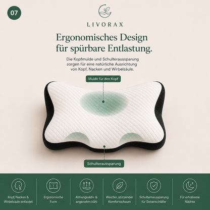 Livorax Ergonomisches Schlafkissen – Für Seiten- & Rückenschläfer