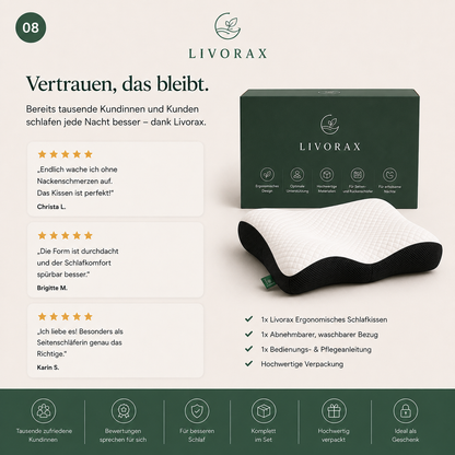 Livorax Ergonomisches Schlafkissen – Für Seiten- & Rückenschläfer