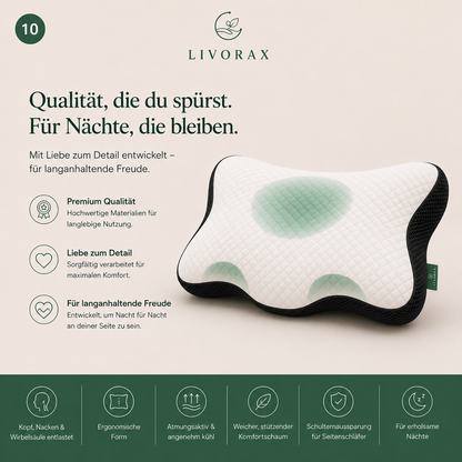 Livorax Ergonomisches Schlafkissen – Für Seiten- & Rückenschläfer